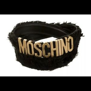 ❤️SOLD❤️ NWT MOSCHINO BLACK MOHAIR BELT W/ GOLD TONE LOGO